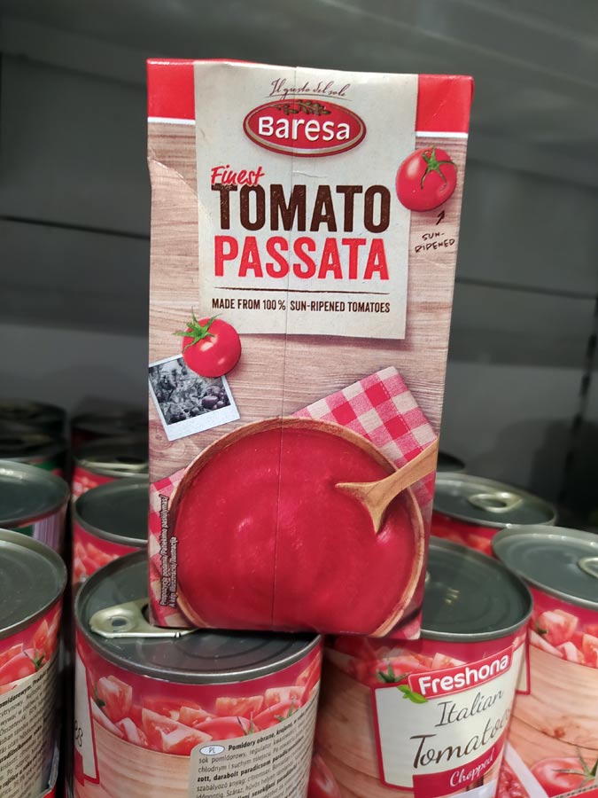 Tomato passata im Lidl Croatia 2022