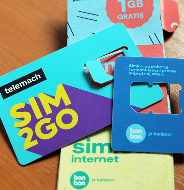 Prepaid Internet Sim von Bonbon und telemach in Kroatien